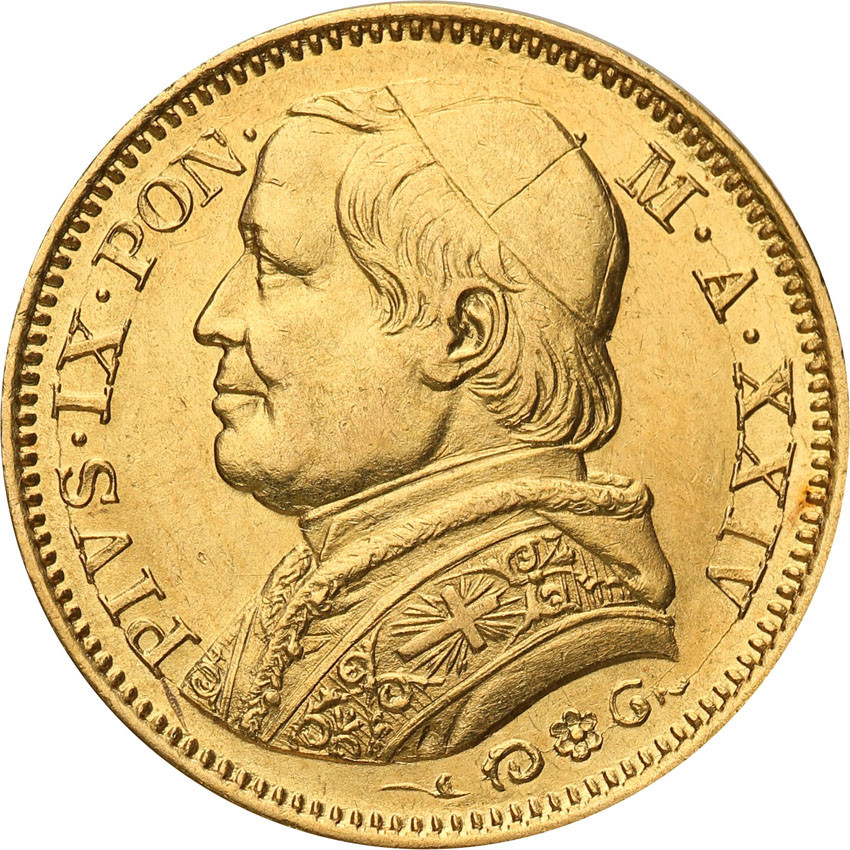 Watykan. Pius IX, 20 lirów 1870